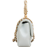 Chanel Quilted Lambskin Mini Single Flap Pearl Handle Crossbody Bag
