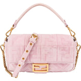 Fendi Monogram FF Embossed Suede Baguette Crossbody Handbag