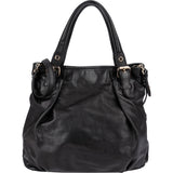 Miu Miu Noir Calfskin Coffer Pocket Tote Shoulder Bag