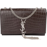Saint Laurent Croc-Embossed Leather Kate Tassel Chain Crossbody Bag