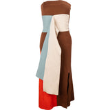 Fendi Brown Wool Multicolor Block Details Sleeveless Dress (IT44)