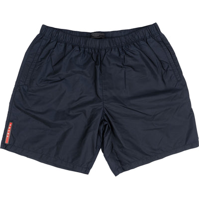 Prada Navy Linea Rossa Nylon Swim Shorts (48 / M)