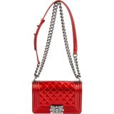 Chanel Quilted Patent Leather Small Boy Single Flap Crossbody Bag