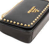 Prada Vitello Daino Studded Flap Crossbody Bag