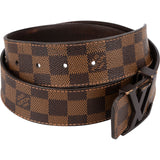 Louis Vuitton Monogram Damier Ebene Canvas LV Initiales Belt (85 / 24) M9807
