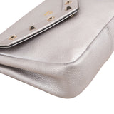 MCM Silver Leather Milla Studded Flap Crossbody Bag