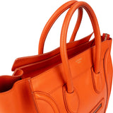 Céline Orange Grained Leather Luggage Handbag