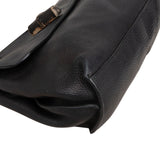 Gucci Black Pebbled Leather Bamboo Handbag