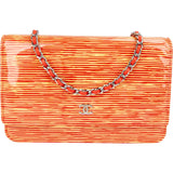 Chanel Striped Patent Leather Wallet on Chain Crossbody Bag