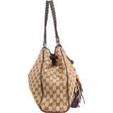 Gucci Monogram GG Canvas Indy Tassel Drawstring Hobo Shoulder Bag