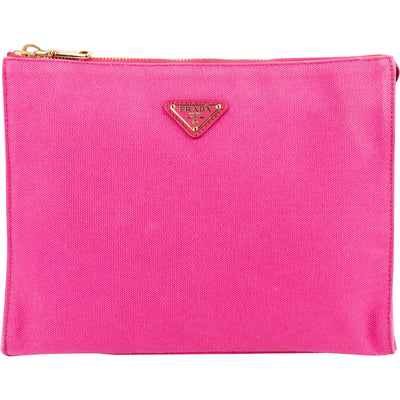 Prada Canapa Cotton Triangle Pouch Bag