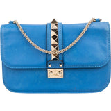Valentino Garavani Calfskin Leather Rockstud Glam Lock Crossbody Bag