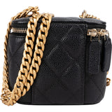 Chanel Quilted Caviar Mini Heart Chain Vanity Case Crossbody Bag