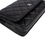 Chanel Quilted Lambskin Palladium Wallet On Chain Crossbody Bag