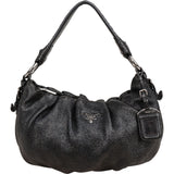Prada Vitello Daino Ruched Hobo Shoulder Bag