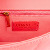Chanel Pink Leather Quilted Lambskin Top Handle Single Flap Crossbody Bag