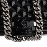 Chanel Quilted Patent Leather Medium Boy Crossbody Bag