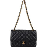 Chanel Quilted Caviar Leather Jumbo Double Flap Crossbody Bag