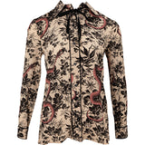 Gucci Beige Multicolor Floral Snake Print Silk Longsleeve Bow Blouse (IT40)