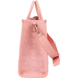 MCM Monogram Visetos Pink Aren Large Tote Handbag