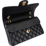 Chanel Quilted Caviar Leather Gold Small Double Flap Shoulder Bag