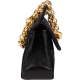 Chanel Navy Quilted Satin Top Bar 24K Gold Single Flap Small Crossbody Bag