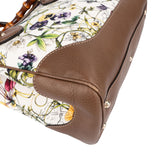 Gucci Floral Canvas Bamboo Handle Handbag