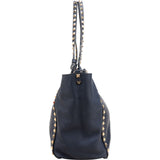 Valentino Garavani Navy Calfskin Large Rockstud Shopper Shoulder Bag