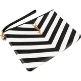 Yves Saint Laurent Chevron Quilted Monogram Leather Pouch Clutch