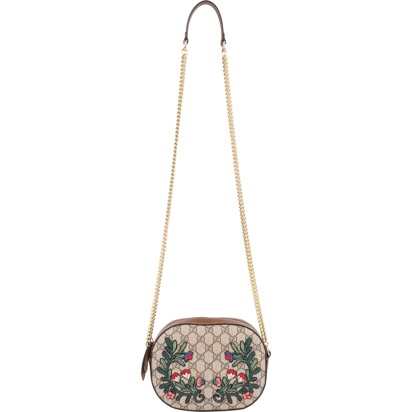 [🔄️B23 / F23] Gucci Monogram GG Supreme Embroidered Mini Chain Crossbody Bag - vintageandkickz