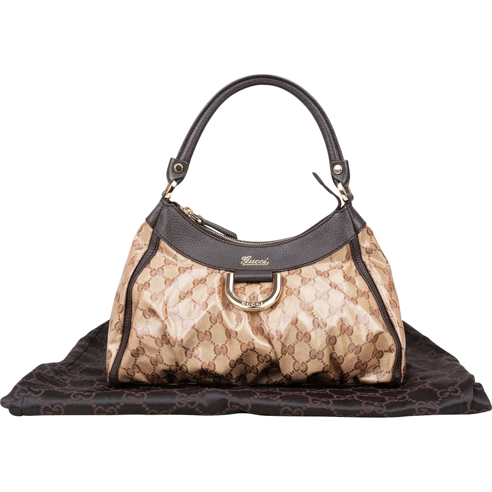 Gucci Monogram GG Patent Abbey Handbag - vintageandkickz