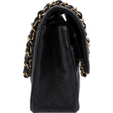 Chanel Quilted Caviar Leather Gold Small Double Flap Shoulder Bag
