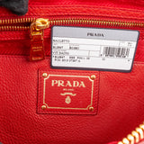 Prada Red Vitello Daino Leather Duffle Handbag