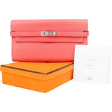 Hermès Bubble Gum Mysore Leather Kelly Wallet - vintageandkickz