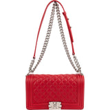 Chanel Perforated Quilted Lambskin Palladium Medium Boy Crossbody Bag
