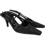 Gucci Leather Embelished Crystal Monogram GG Slingback Kitten Heels (35)
