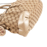 Gucci Monogram GG Canvas Metallic Leather Sukey Handbag