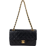 Chanel Quilted Lambskin 24K Gold Small Double Flap Shoulder Bag