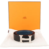 Hermès Multicolor Leather Guillochee H Reversible Belt (85)