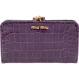 Miu Miu Croc-Embossed Vitello Shine Leather Kiss-Lock Wallet