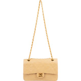 Chanel Quilted Lambskin 24K Medium Gold Double Flap Shoulder Bag