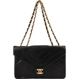 Chanel Chevron Lambskin Single Flap Crossbody Bag