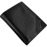 Prada Saffiano Corner Leather Small Vertical Bifold Wallet