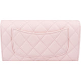 Chanel Pink Quilted Caviar Leather Classic Long Flap Wallet