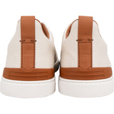 Zegna White Leather Triple Stitch Sneakers (UK8,5 / US9,5 / EU 44)