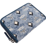 MCM Visetos Monogram Denim Jacquard Small Zip Wallet