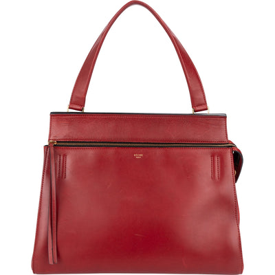 Céline Red Leather Large Edge Handbag