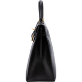 Hermès Noir Boxcalf Leather Kelly 32 Handbag
