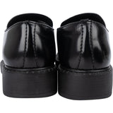 Prada Black Spazzolato Triangle Leather Loafer Shoes (39)
