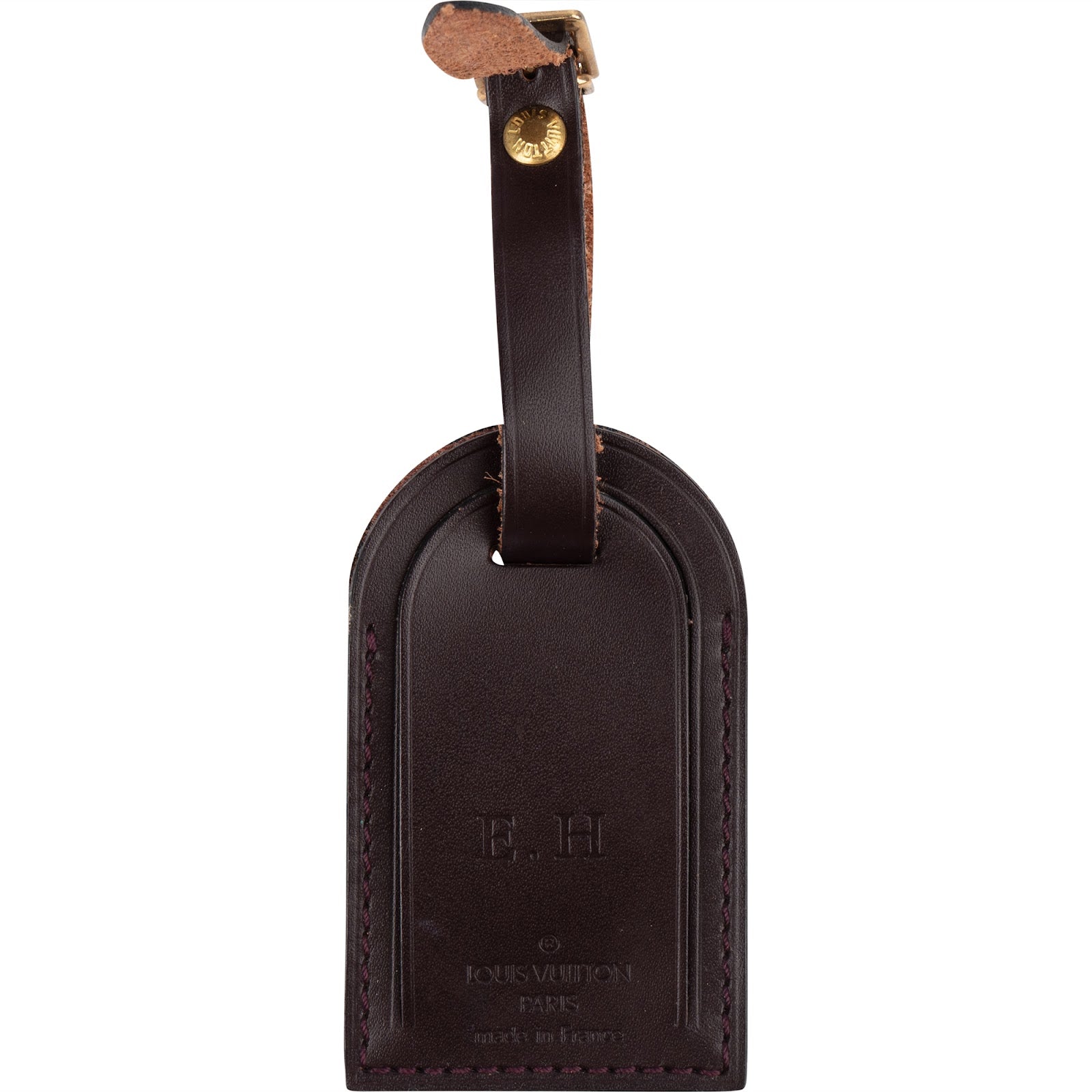 [🔄️B10 / F52] Louis Vuitton Dunkelbraun Leather Luggage Tag - vintageandkickz